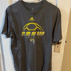 Adidas Gray Crew Soccer Tee with Yellow Graphic